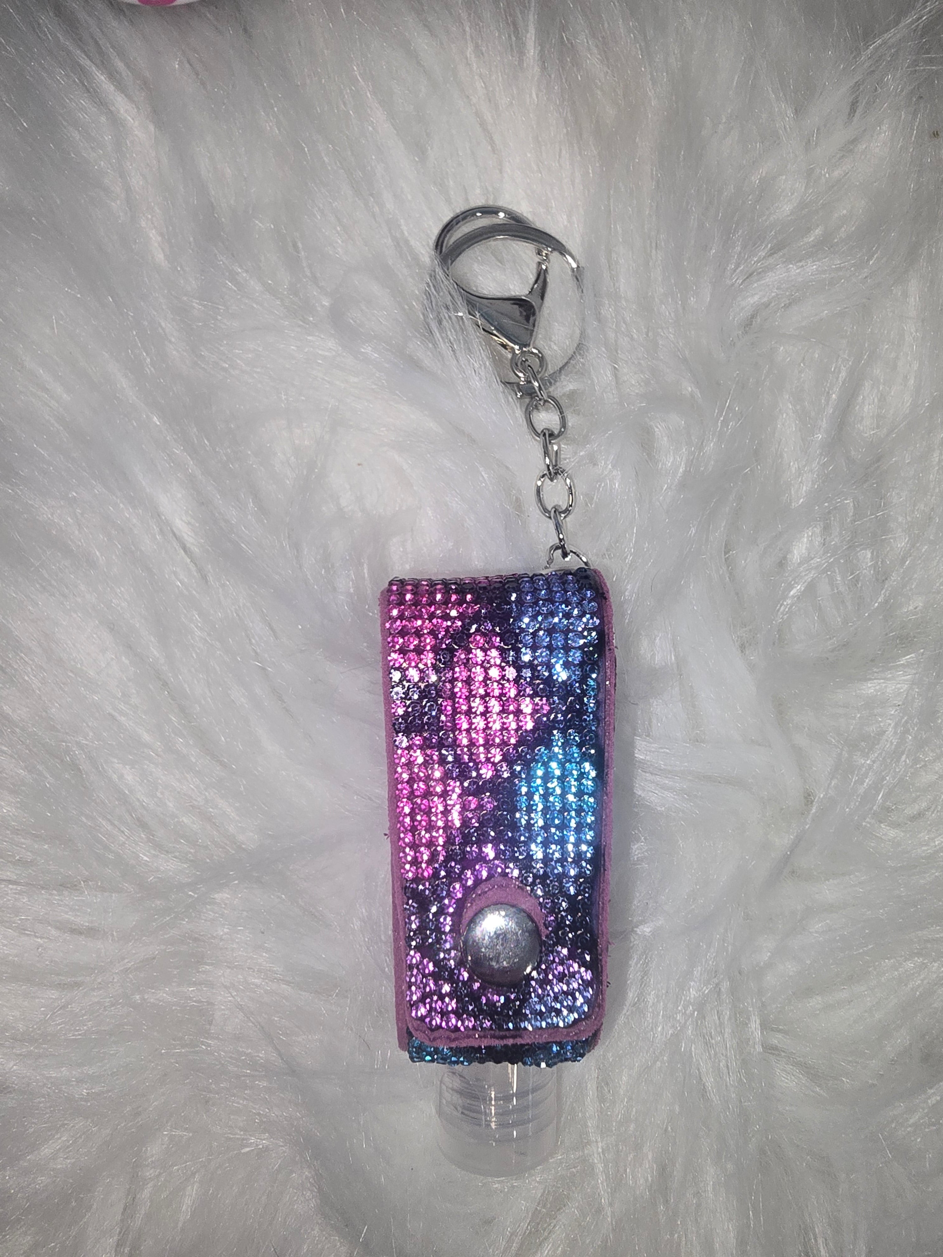 Rhinestone sanitizer holder keychains