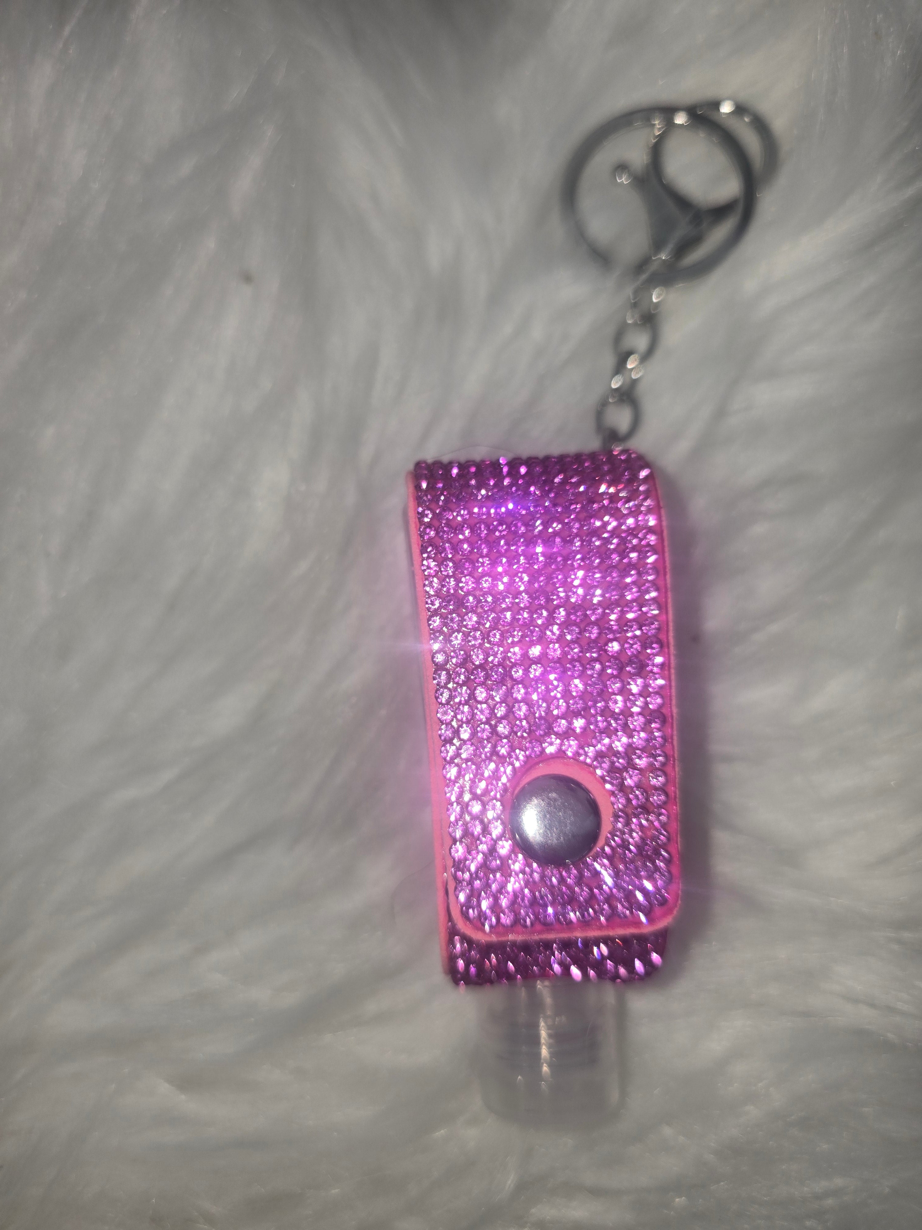 Rhinestone sanitizer holder keychains