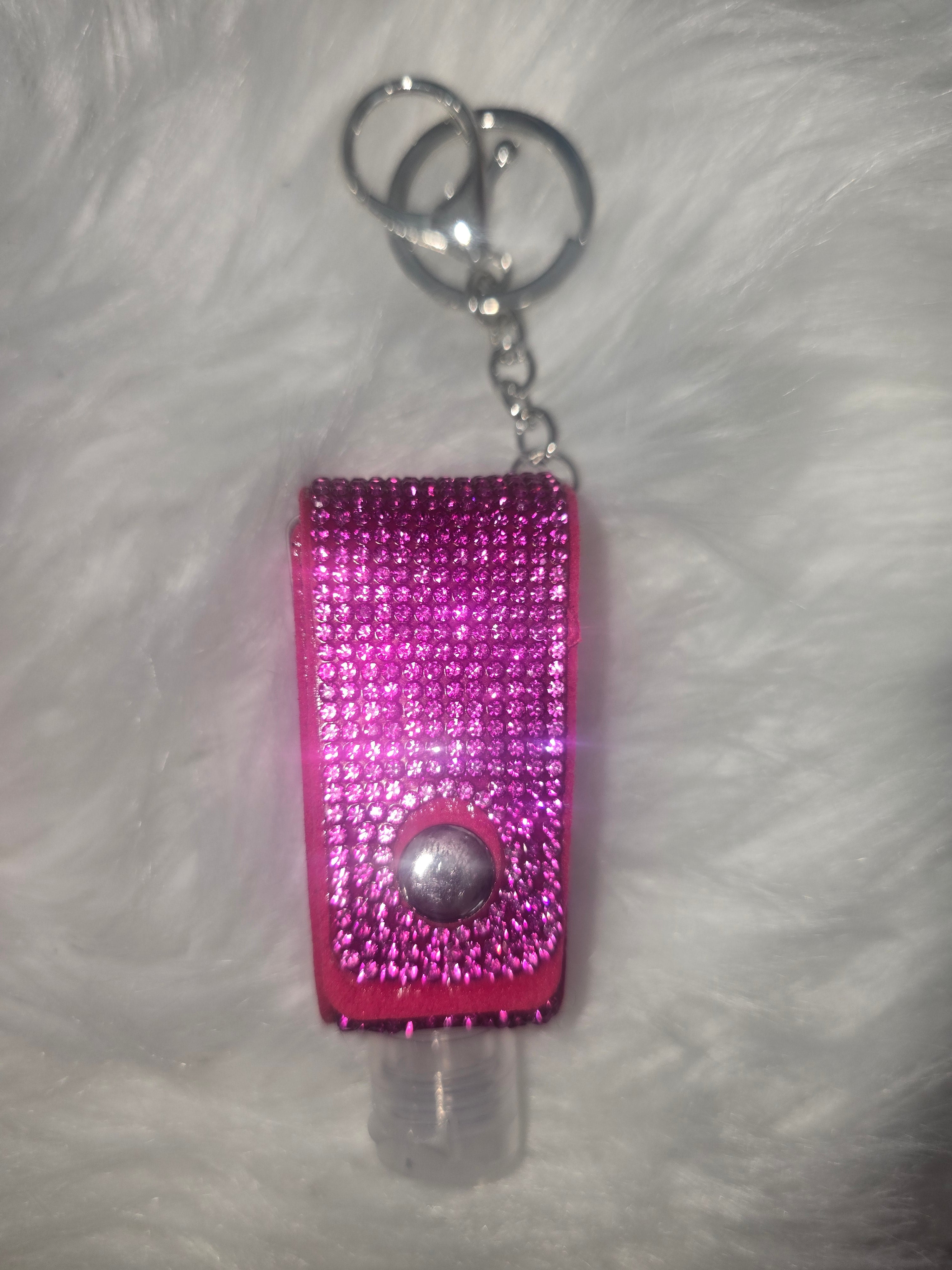Rhinestone sanitizer holder keychains